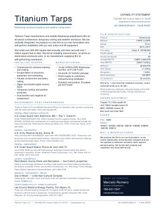 Thumbnail of the capability statement, page 1